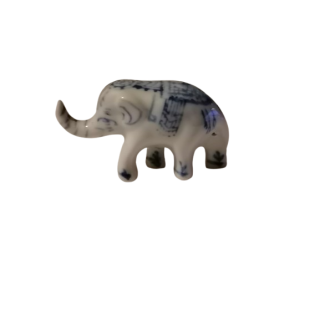 Set of 5 elephants in blue and white porcelain – elegant artisanal decor