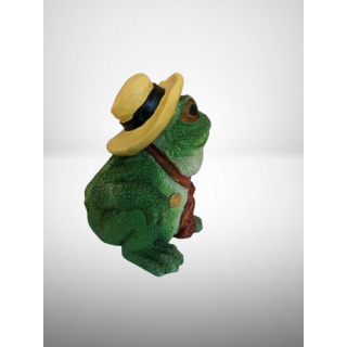 Statuette lustige Froschharz - Hut & Krawatte - Original Deco
