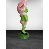 Stylish frog figure with enamelled ceramic pink hat