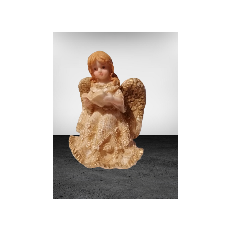 Estatuilla de ángel en resina de oro leyendo un libro - Deco espiritual