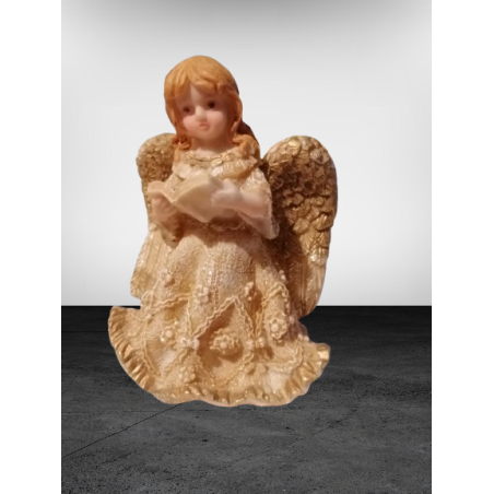Estatuilla de ángel en resina de oro leyendo un libro - Deco espiritual