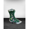 Vintage dekoratives Porzellan-handgemachtes Porzellan-Booter - grüne und rosa Blüten