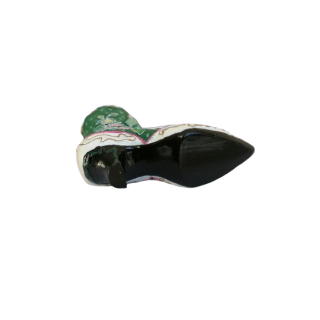 Bottine décorative vintage en porcelaine peinte à la main – Vert et fleurs roses