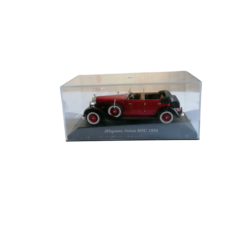 Collezione Hispano Suiza H6C 1934 Miniatura 1/43 Rosso e nero sotto la vetrina