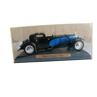 Bugatti Royale 1928 noir et bleu | miniature 1/43 avec vitrine