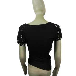 T-shirt do vintage Bambole 47103 Preto - feito na Itália 80s