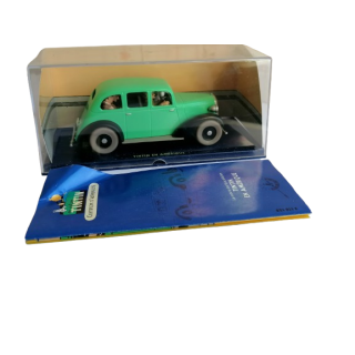 Tintin na América - Coleção de carro verde Caixa azul + certificado
