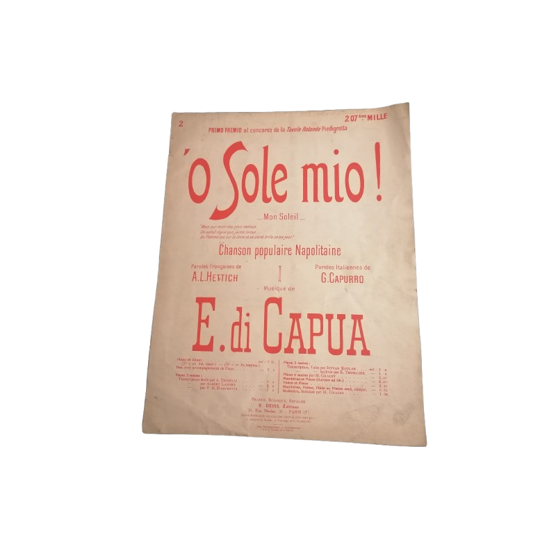 Vecchia partizione "O Sole Mio! - My Sun" - E. di Capua - 8 pagine