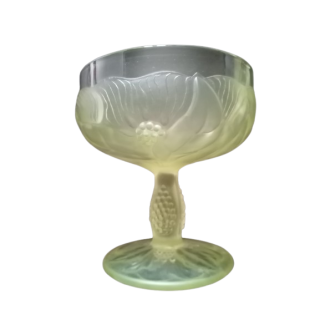 Set van 5 vintage cups in gegoten glazen floral decor - 1950-1970