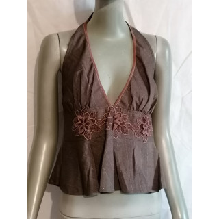 Baby Phat Top terug Naakt Y2K Brown Geborduurde Vintage 2000s