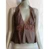 Baby Phat Top Dos Nu Y2K Marron Brodé Vintage 2000s