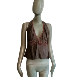 Baby Phat Top Back Nude Y2K Brown Embroidered Vintage 2000s
