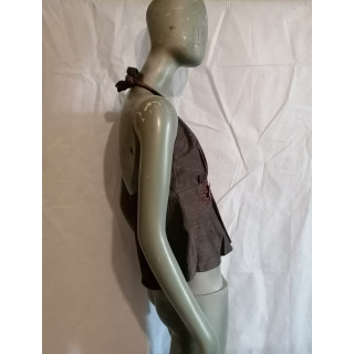 Baby Phat Top Voltar Nude Y2K Brown Bordado Vintage 2000s