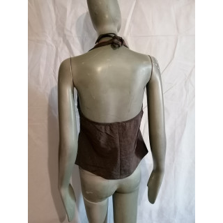 Baby Phat Top back Nude Y2K Brown ricamato vintage 2000s