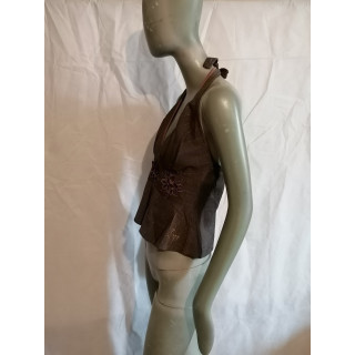 Baby Phat Top terug Naakt Y2K Brown Geborduurde Vintage 2000s