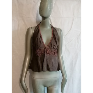 Baby Phat Top Dos Nu Y2K Marron Brodé Vintage 2000s