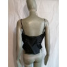 Top vintage Clips noir drapé Y2K Made in Italy