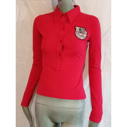Dirk Bikkembergs Polo Rouge Y2K Deadstock Football Logo – Taille S