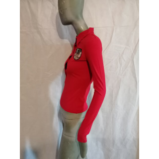 Dirk Bikkembergs Polo Rouge Y2K Deadstock Football Logo – Taille S