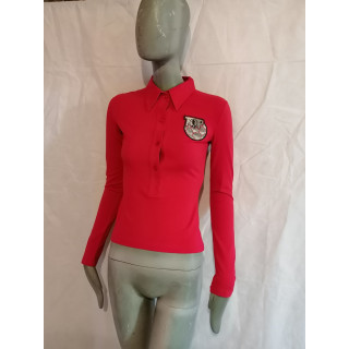 Dirk Bikkembergs Polo Rouge Y2K Deadstock Football Logo – Taille S