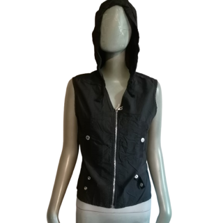 Vintage hood vest Block 60 Preto y2k feito na Itália