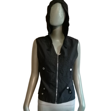 Gilet à capuche vintage Block 60 noir Y2K Made in Italy