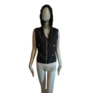 Gilet à capuche vintage Block 60 noir Y2K Made in Italy