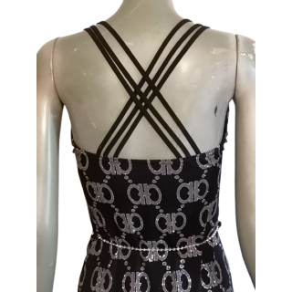 Vestido retro negro cruz - estilo 90s hecho en Francia