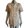 Military shirt upcycled beige – openwork details – unique piece