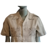 Beige upcyclinged Military Shirt - Openwork-Details - Einzigartiges Stück