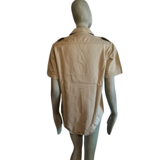 Beige upcyclinged Military Shirt - Openwork-Details - Einzigartiges Stück