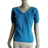 Vintage Top 90s 100% Cotton Blue - V-neck - New with label