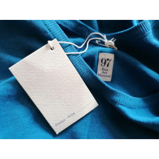 Vintage Top 90s 100% Algodão Azul - Pescoço V - Novo com Etiqueta