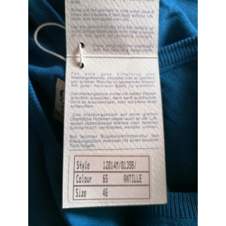 Vintage Top 90s 100% katoen Blauw - V-hals - Nieuw met label