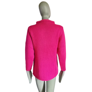 Fuchsia rosa vintage suéter suave anos 80/90 malha texturizada