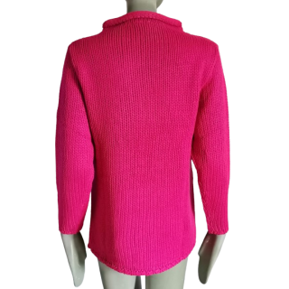 Pull vintage rose fuchsia doux années 80/90 maille texturée