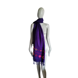 Étole Malìparmi violette artisanale brodée – pièce unique neuve