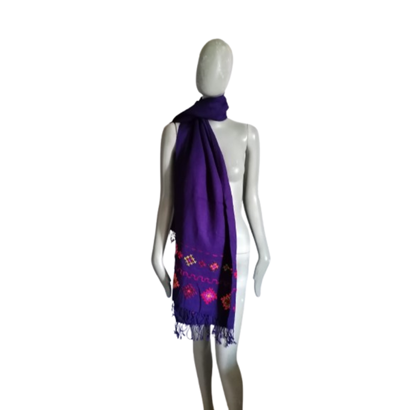 Étole Malìparmi violette artisanale brodée – pièce unique neuve