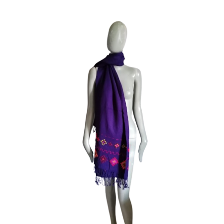 Étole Malìparmi violette artisanale brodée – pièce unique neuve