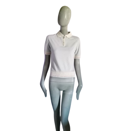Polo Cerruti Jeans Blanco con cremallera - Tamaño M - Hecho en Portugal