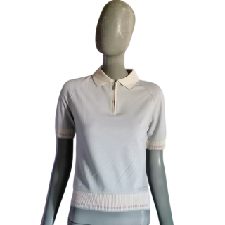 Polo Cerruti Jeans blanc zippé – Taille M – Made in Portugal