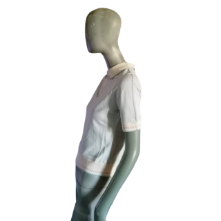 Polo Cerruti Jeans Blanco con cremallera - Tamaño M - Hecho en Portugal
