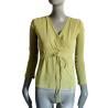 Maliparmi – Top cache-cœur bohème vert pâle, caftan tulle, made in Italy