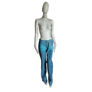 Jean Just Cavalli enduit turquoise Y2K – coupe droite – état neuf