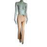 Pantalon rétro Y2K Incandescence beige – coupe flare & détails lacés