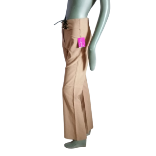 Pantalon rétro Y2K Incandescence beige – coupe flare & détails lacés