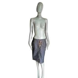 Saia jeans assimétrica lacing - Marina Rinaldi Voyage (amostra)