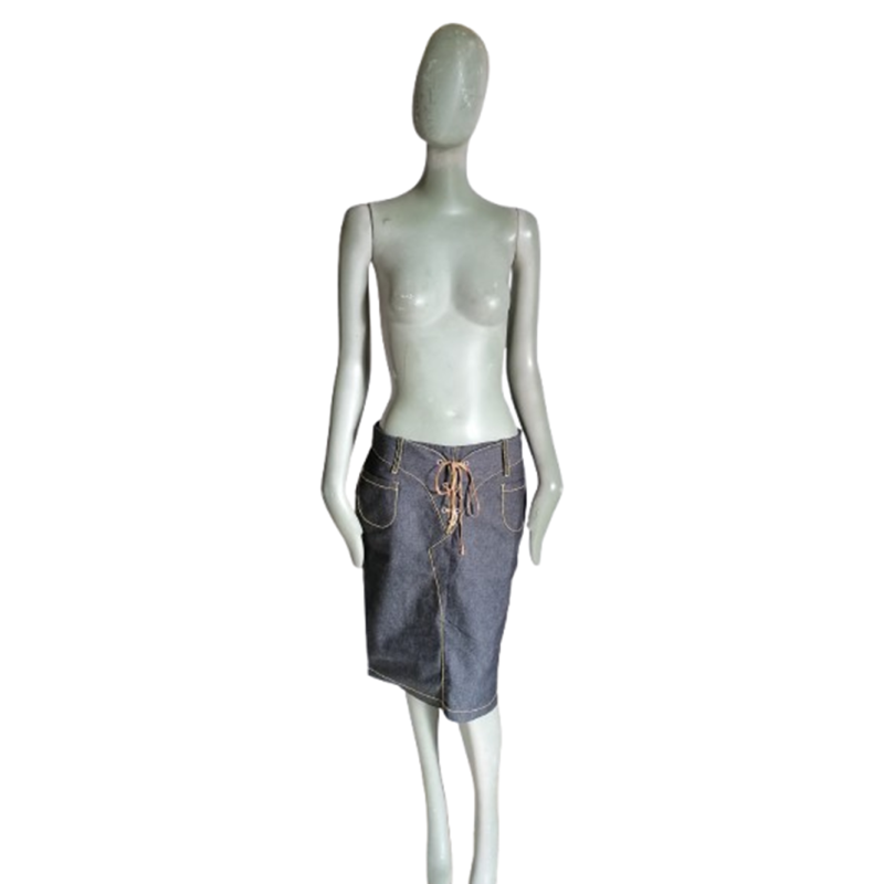 Asymmetrical Denim Skirt Lacing - Marina Rinaldi Voyage (sample)