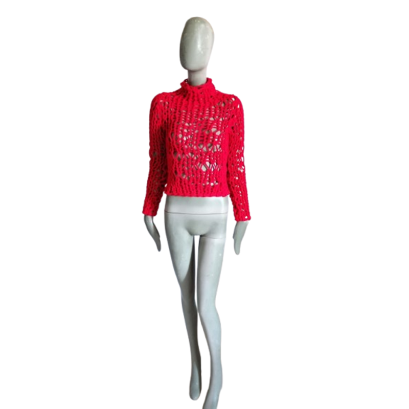 Simultaneous Y2k Mesh Knit Pullover - Fischnetz Top Avantgarde