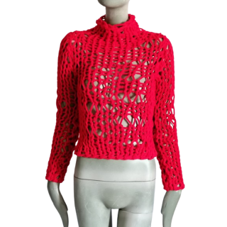 Simultaneous Y2k Mesh Knit Pullover - Fischnetz Top Avantgarde